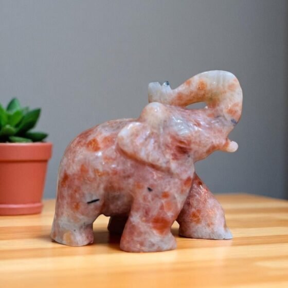 Large Sun Stone Crystal Elephant Figurine Handmade Home Office Decor CrystalGift 1