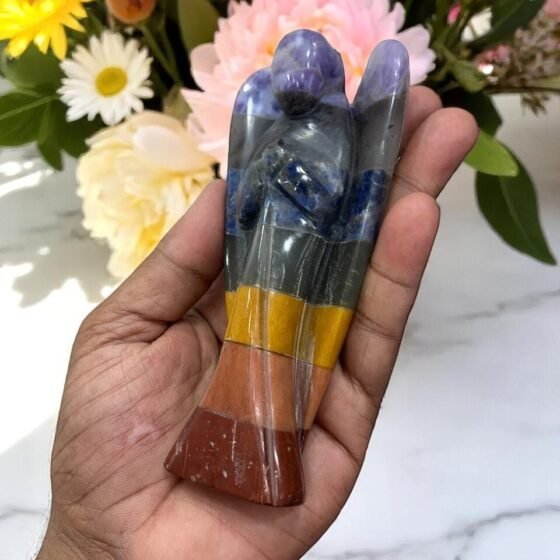 Large 7 Chakra Crystal Angel Figurine - Handmade Home Office Decor Healing Gift 2