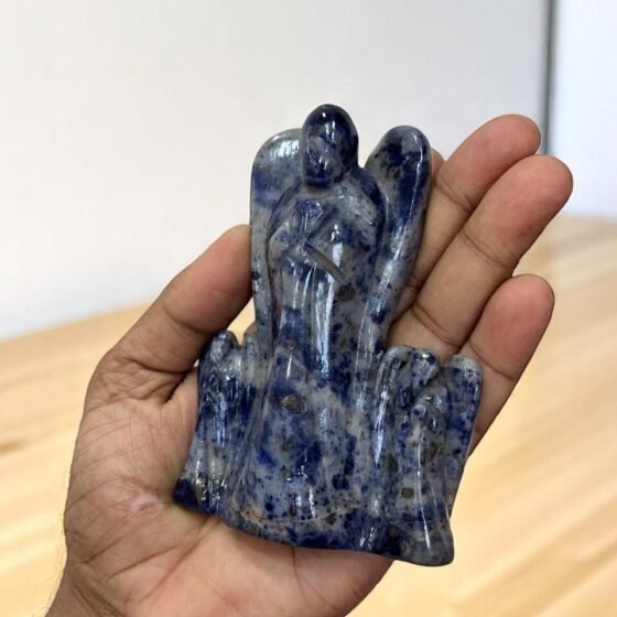 Large Family Sodalite Crystal Angel Figurine - Handmade Home Decor Healing Gift 2