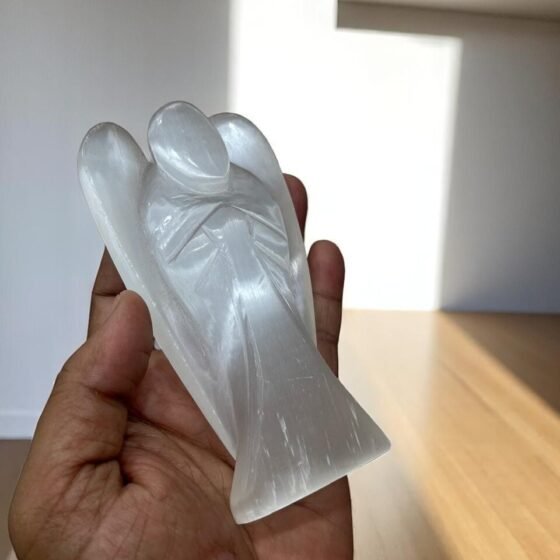 Large Selenite Crystal Angel Figurine - Handmade Home Office Decor Healing Gift 1