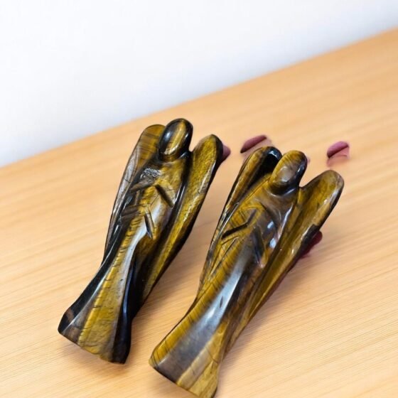 Handmade Tiger Eye Crystal Angel Figurines (Set of 2) - Prosperity Home Decor 2