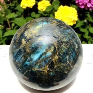 High Grade Large Labradorite Sphere | Flashy Rainbow Fire Crystal Ball HomeDecor 1