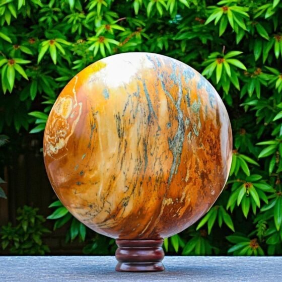 Large 210mm Yellow Brecciated Jasper Ball - Spirit Stone, Energy & Aura Healing 1