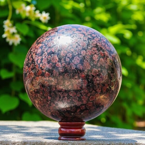 Large 190mm Garnet in Tourmaline Ball Power Healing Stone Sphere for Energy Work 1