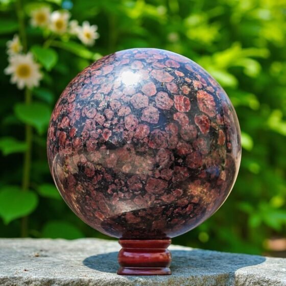 Large 190mm Garnet in Tourmaline Ball Power Healing Stone Sphere for Energy Work 2