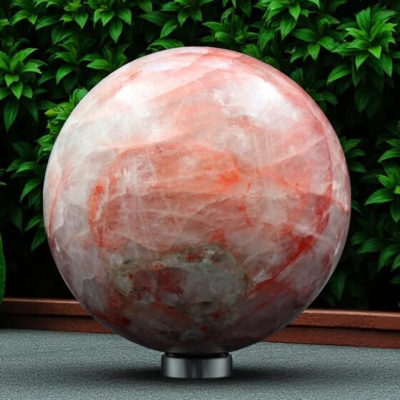 Giant Red Fire Quartz Azeztulite Sphere 225MM - Powerful Healing Crystal Ball 1