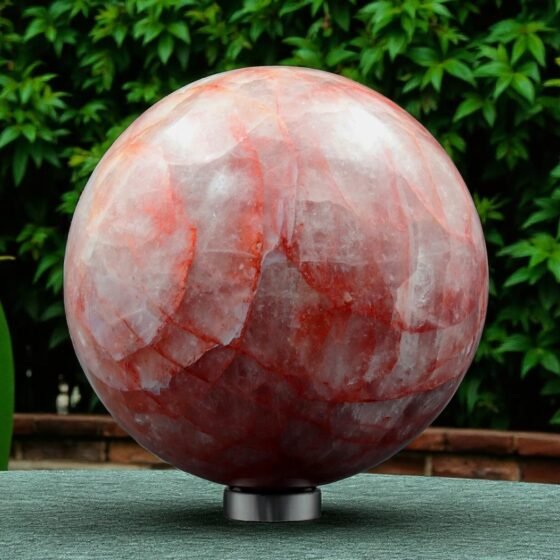 Giant Red Fire Quartz Azeztulite Sphere 225MM - Powerful Healing Crystal Ball 2