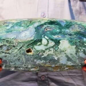 GIANT 370MM Blue Moss Agate Lace Agate Lingam Healing Crystal Stone 1