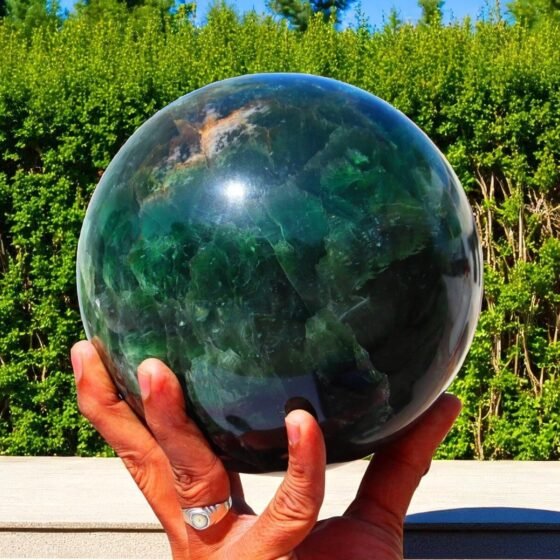 Large 155MM Multi Fluorite Quartz Sphere - Healing Crystal Energy Gemstone 1