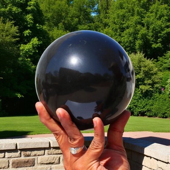 Large 135MM Black Tourmaline Crystal Sphere - Chakra Healing Schorl Crystal Ball 2