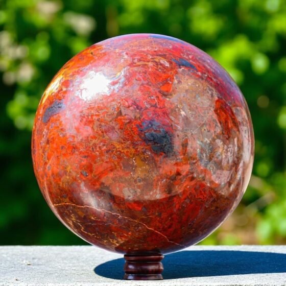 Giant 300MM Red Jasper With Hematite Crystal Ball - Spirit Grounding Stone 2