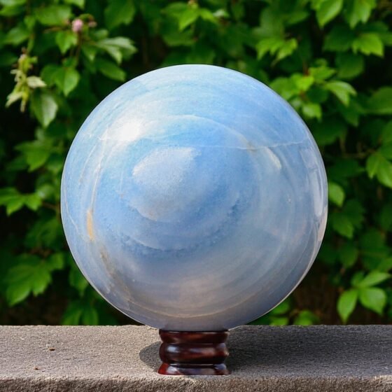 210MM Blue Angelite Sphere - Natural Healing Chakra Spirit Gemstone Ball 2