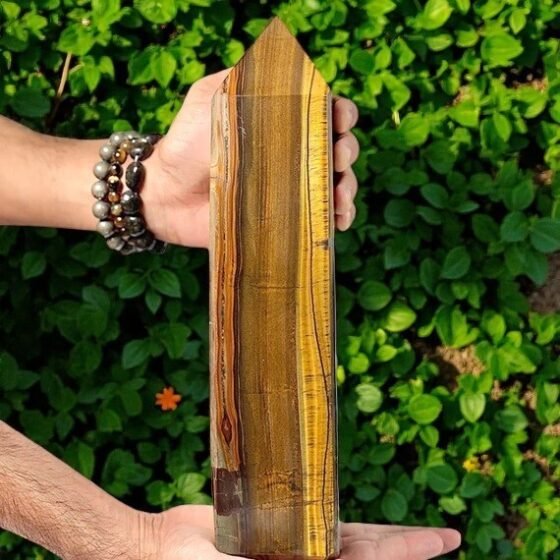 12inche Tiger's Eye Tower - Four Facet Polished Crystal Point - HUGE Stone 1