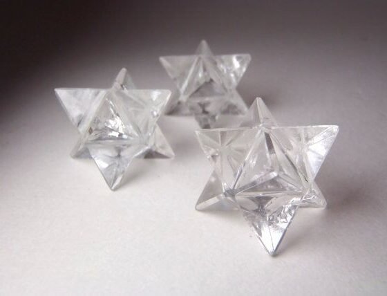 3Pcs Set Natural Clear Crystal Quartz Merkaba Star Pocket Stone Home Decor 1