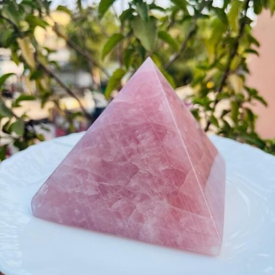 Large Rose Quartz Pyramid Handmade Crystal Pyramid For Home Office Table Decor 2