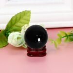 Black Tourmaline Crystal Sphere Ball Hand Carved Crystal Home Office Decor Ball 2