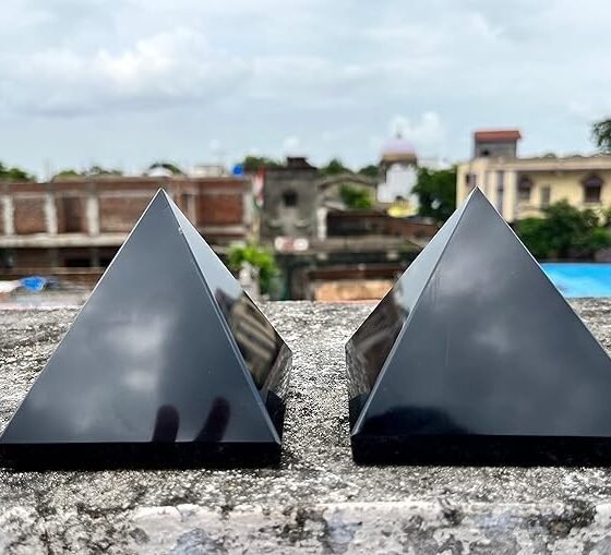 Large Black Tourmaline Crystal Pyramid Handmade Crystal Home Office Decorative 2