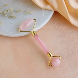 Rose Quartz Roller and Gua sha Set Reduces Wrinkles Fine lines and Dark Circles 2