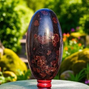 HUGE 290mm Garnet In Tourmaline Lingam | Metaphysical Power Chakra Healing 2