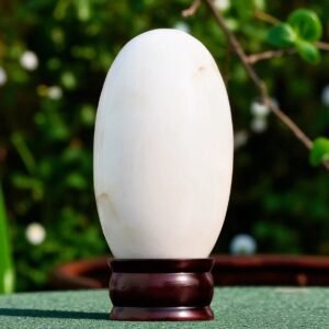 Natural White Jade Crystal Lingam 130MM - Peace, Purity & Wisdom Crystal 1
