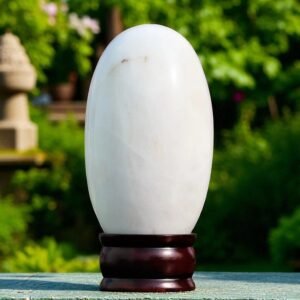Natural White Jade Crystal Lingam 130MM - Peace, Purity & Wisdom Crystal 2