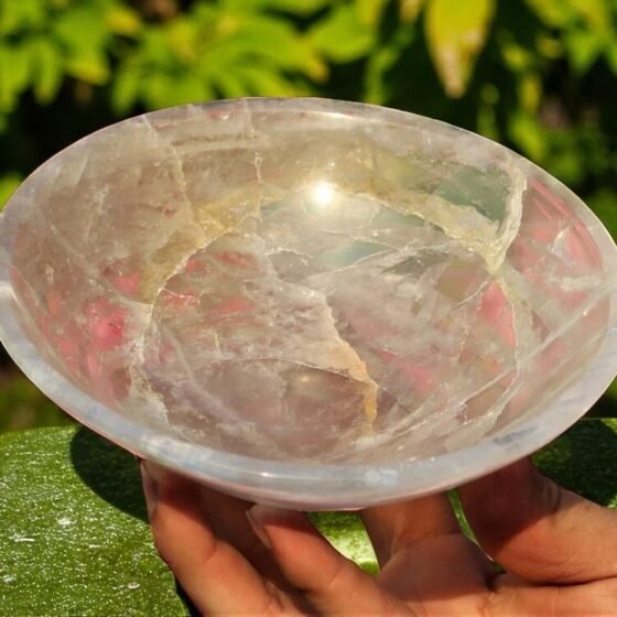 Natural Clear Crystal Quartz Bowl 150MM - Healing Energy & Intention Charger 1