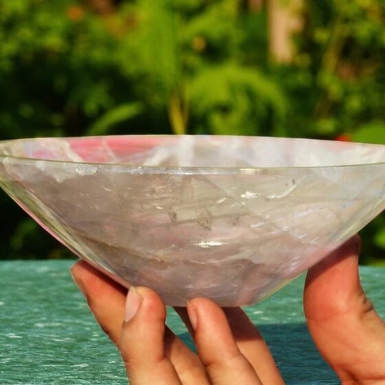 Natural Clear Crystal Quartz Bowl 150MM - Healing Energy & Intention Charger 2