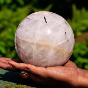 Natural Tourmalated Quartz Sphere 135MM - Healing Aura Protection Crystal 2