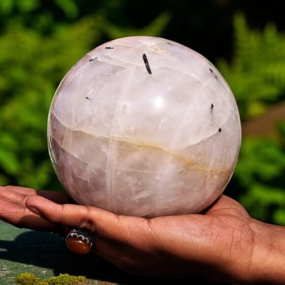 Natural Tourmalated Quartz Sphere 135MM - Healing Aura Protection Crystal 2