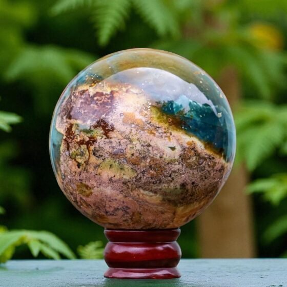 130MM Ocean Jasper Sphere | Meditation Healing Aura Chakra Energy Reiki Stone 1
