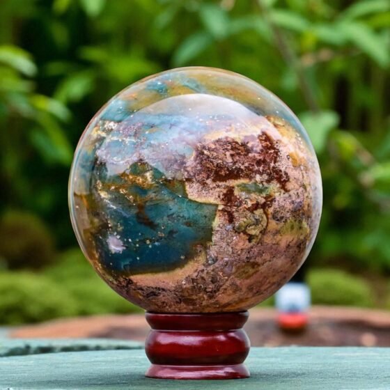 130MM Ocean Jasper Sphere | Meditation Healing Aura Chakra Energy Reiki Stone 2