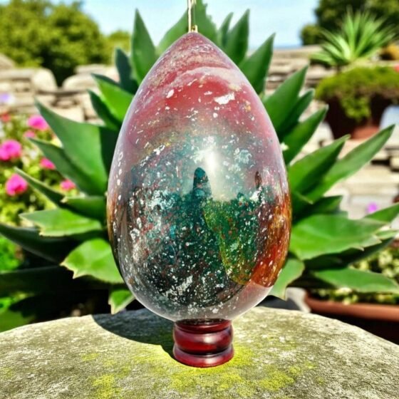 Very Large Blood Stone Crystal Egg Handmade Crystal Home Office Decoratoive Egg 2
