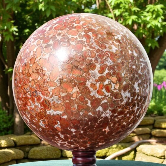 Natural 295MM King Red Cobra Jasper Ball Boost Confidence Unique Gift Healing 2