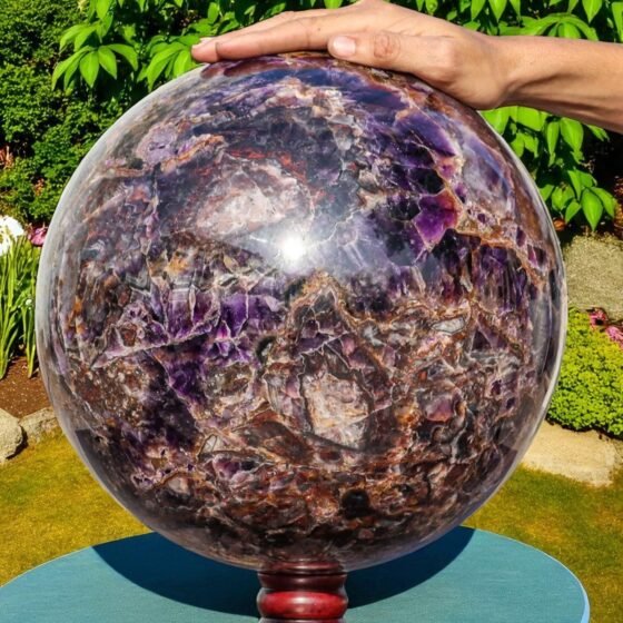 Large 290MM Red Auralite Crystal Sphere Handmade Crystal Home Office Decor Ball 2