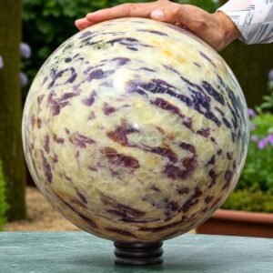 Very Large Purple Fluorite in Yellow Calcite 280MM Crystal Sphere For Home Decor 1