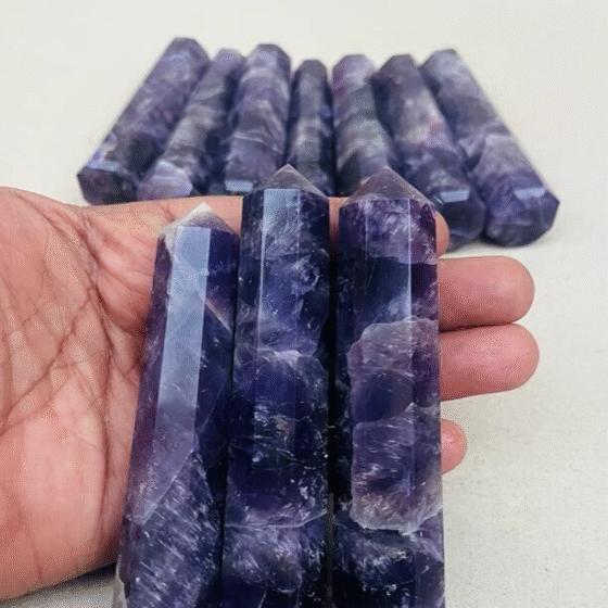 3Pcs Set Amethyst Crystal Point Tower Hand Carved Crystal Home Office DecorPoint 2