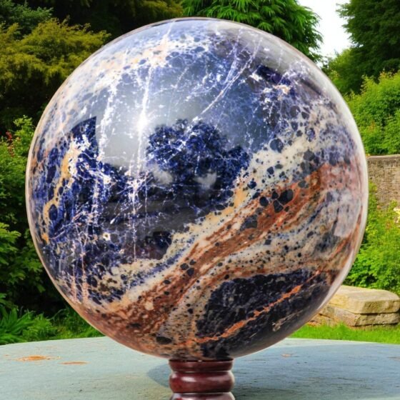 Very Large Blue Sodalite Crystal Sphere Handmade Crystal Home Office Decor Ball 2