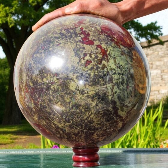Very Large Red Dragon Blood Stone Crystal Sphere Handmad Crystal Home Decor Ball 1