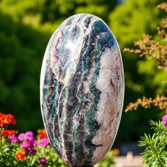 360mm Green & Blue Fluorite Lingam Booster Energy Heart Chakra Metaphysical 1