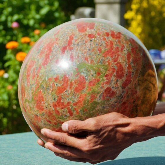 235mm Green Unakite Sphere | Intelligent Energies Aura Meditation Healing Stone 2