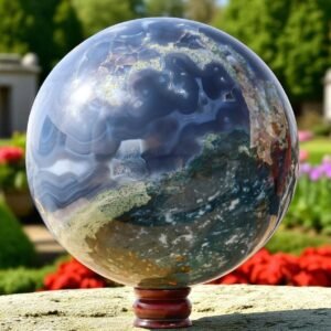 Large 245mm Blue Lace Moss Agate | Crystal Sphere Energy Balancing Home Decor 1