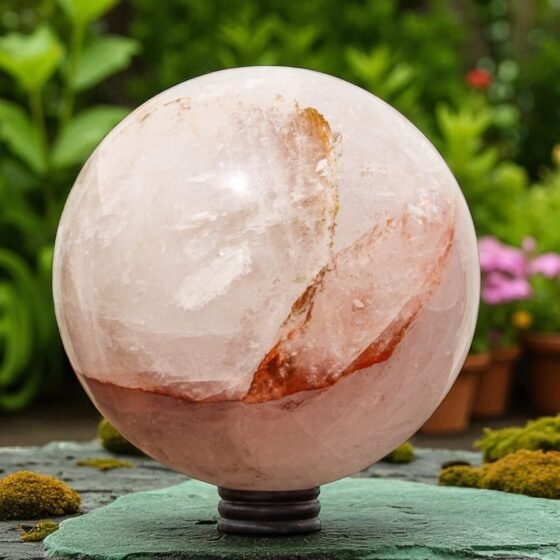 255mm Red Fire Quartz Sphere | Balancing Energy Boosting Meditation Home Decor 2