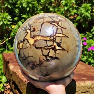 235mm Yellow Septarian Sphere | Balancing Energy Boosting Meditation Home Decor 1