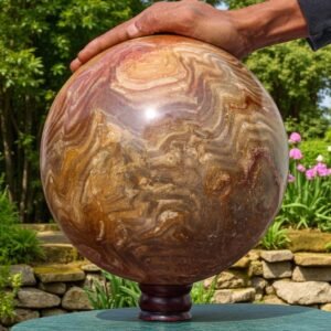 240mm Yellow Striped Jasper Crystal Sphere Healing & Nurturing Stone Ball Gift 1