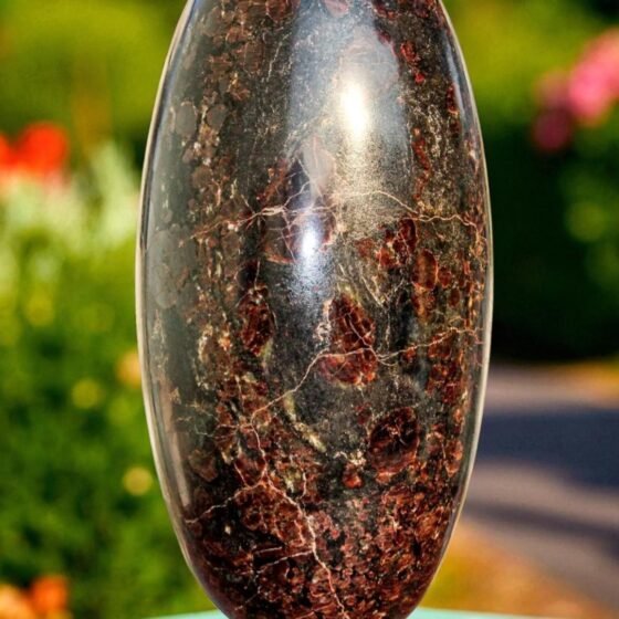 Very Large Garnet in Astrophyllite Crystal Lingam Handmade Crystal Home Decor 2