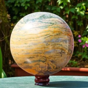 Very Large Yellow Mariposite Crystal Sphere Handmade Crystal Home Office Decor 1