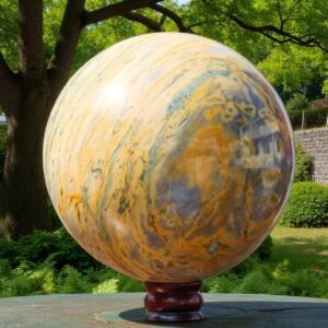 Very Large Yellow Mariposite Crystal Sphere Handmade Crystal Home Office Decor 2