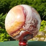 Large 205MM Pink Ocean Jasper Crystal Sphere Handmade Crystal Home Office Decor 1