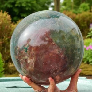 Large 210MM Green Fancy Jasper Crystal Sphere Handmade Crystal Home Office Decor 2