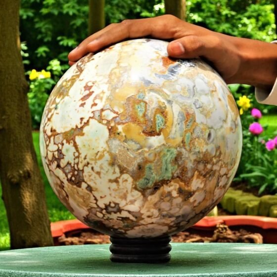 Large 200MM Yellow Cobra Jasper Crystal Sphere Handmade Crystal Home Decor Gift 2